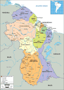 <strong>POLITICAL</strong> Map of Guyana