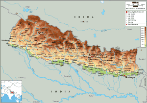 <strong>PHYSICAL</strong> Map of Nepal